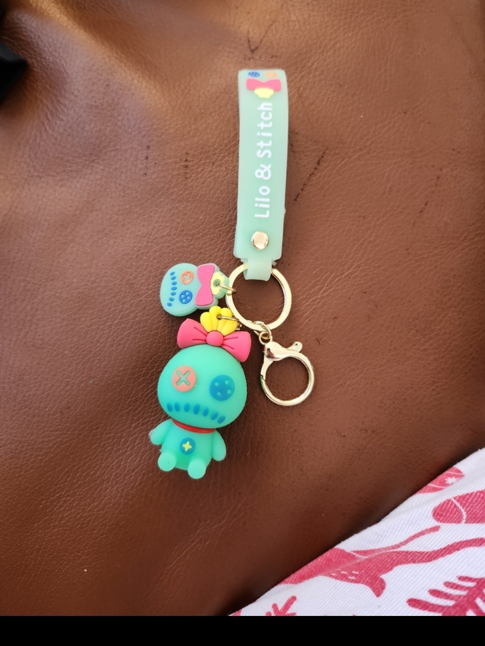Disney Lilo & Stitch Mint Green Pink Keychain Bag Charm